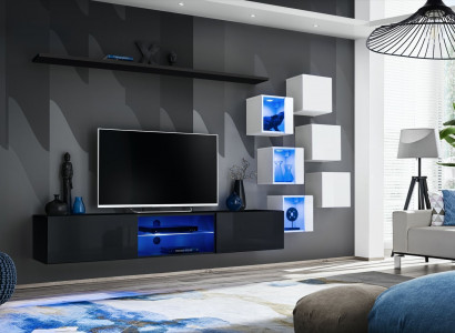 Modern Komplett Wohnwand Wand Regale Luxus Designer Set Wohnzimmermöbel